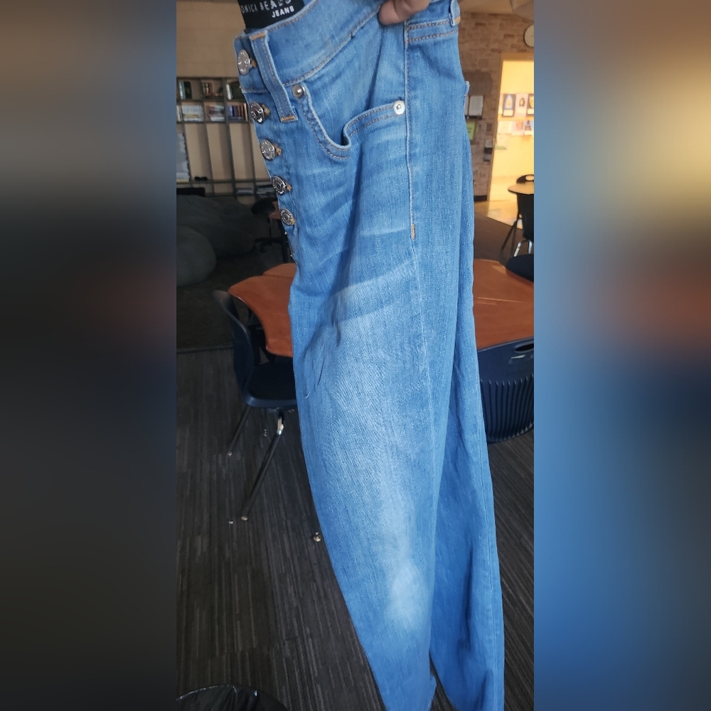 Veronica Beard Blue High-Waisted Button-Fly Jeans Size 26/2 - Picture 3 of 7